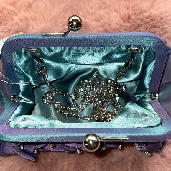 Super Cute Bluish purple mini bag  w/rhinestone accents. - Picture 6 of 7